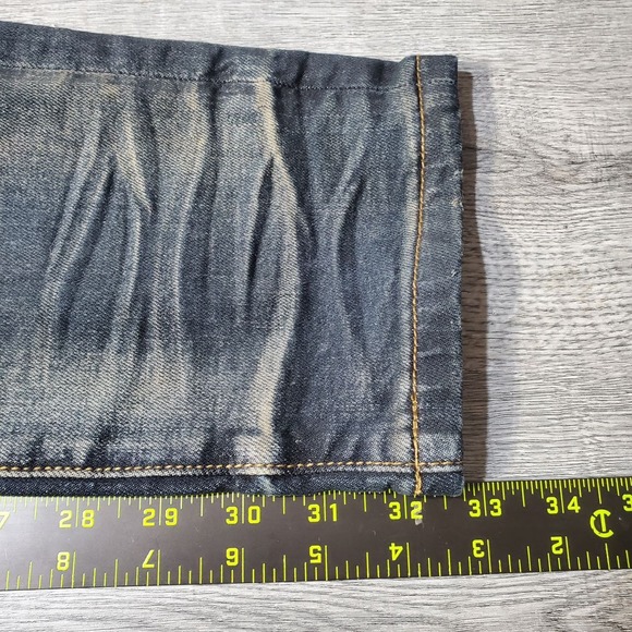 Crysp Denim Jeans Mens 38 Blue Distressed Slim Fit Ripped Stretch Designer Pants - Picture 12 of 16